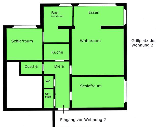 Grundriss Wohnung 2 (Souterrain)