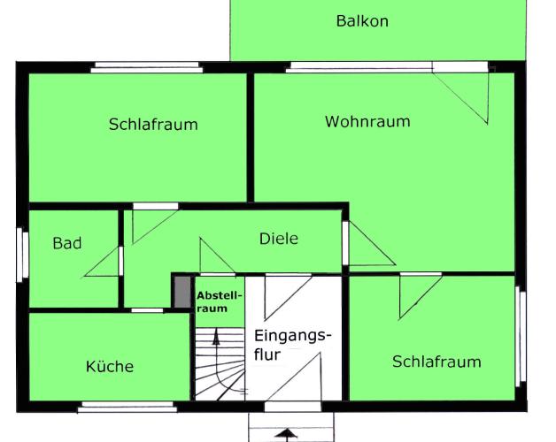 Grundriss Wohnung 1 (Hochparterre)